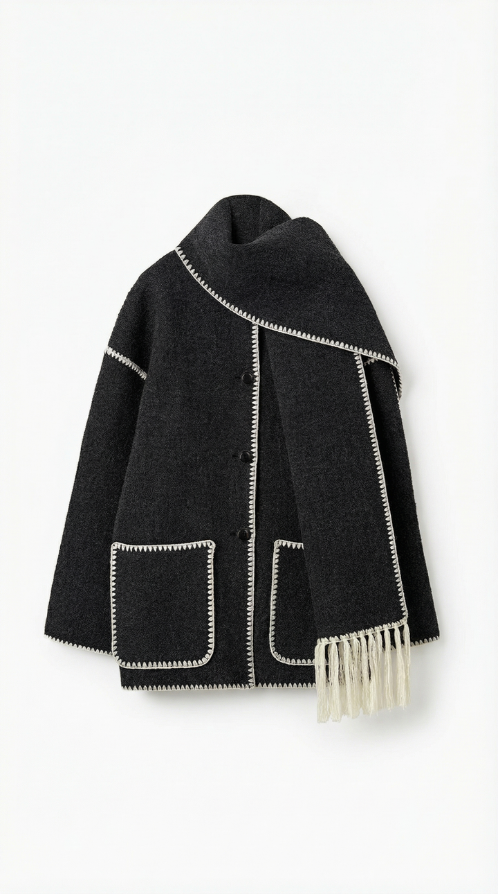 Catherine Contrast Trim Scarf Jacket