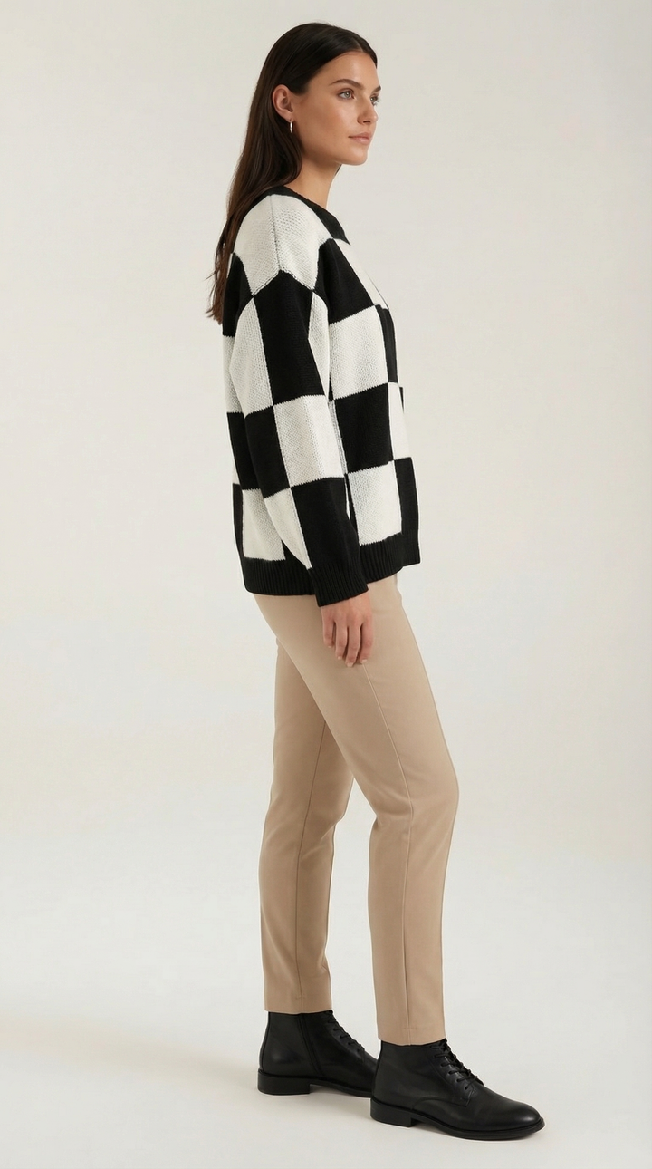 Emma Checkered Knit Sweater