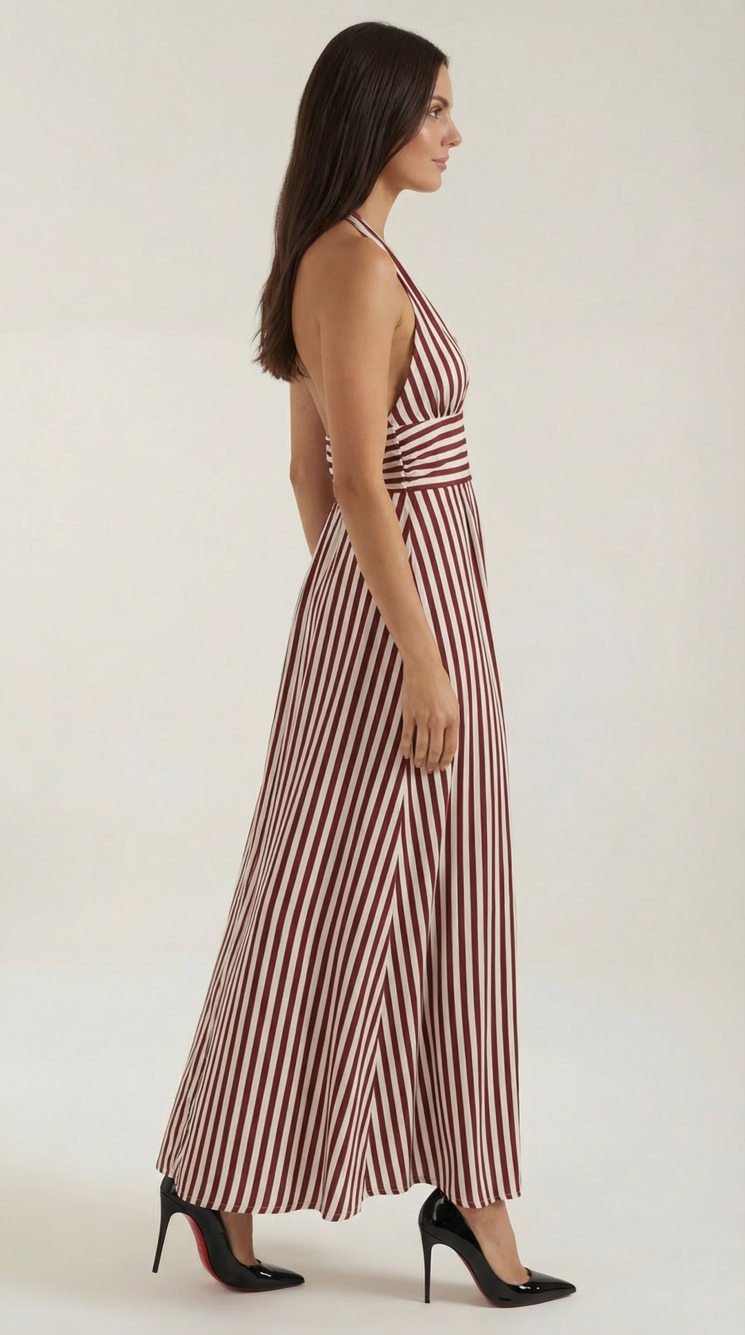 Sandra Striped V-neck Maxi Dress
