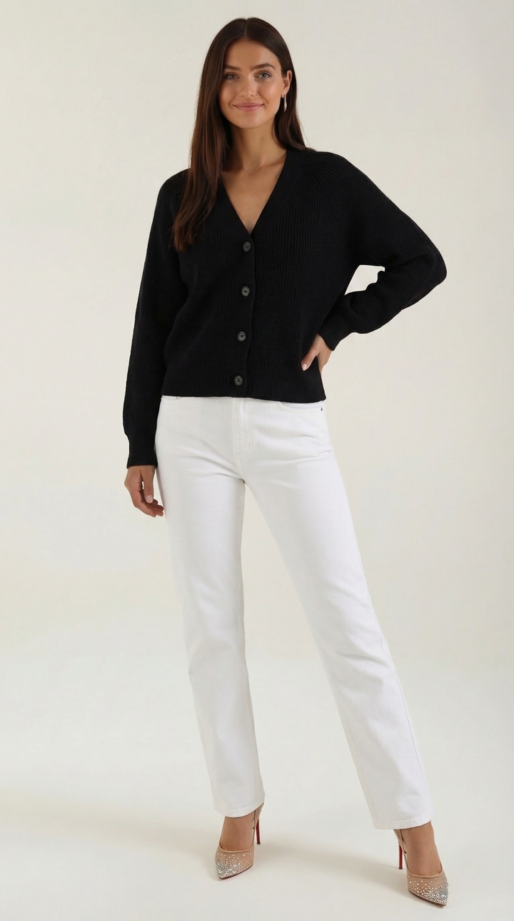 Jessica V-Neck Buttoned Cardigan
