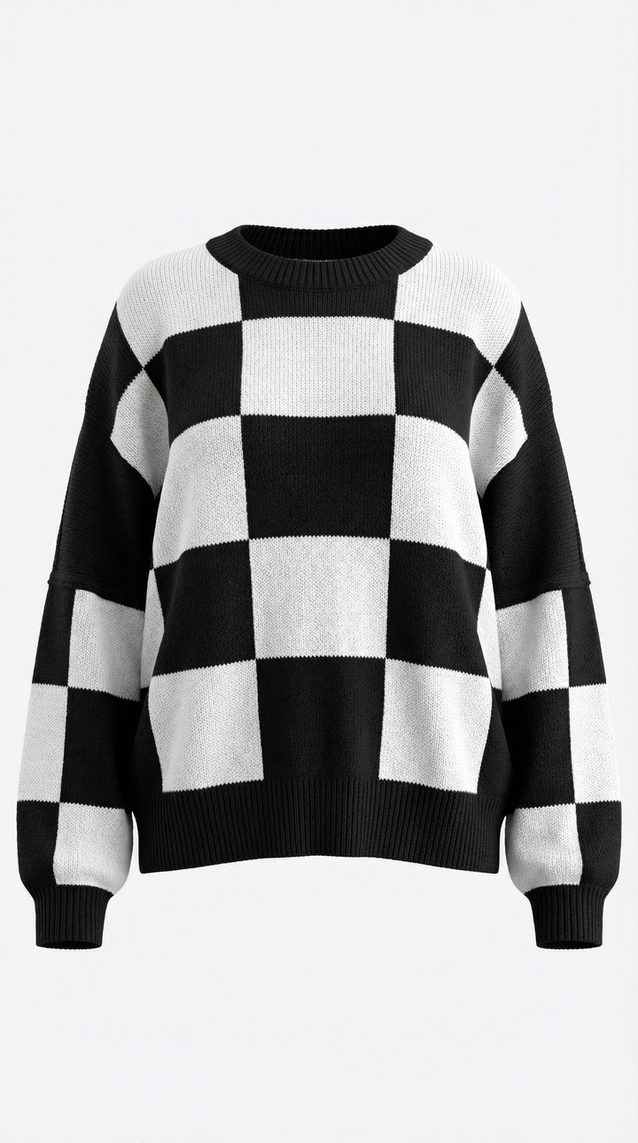 Emma Checkered Knit Sweater