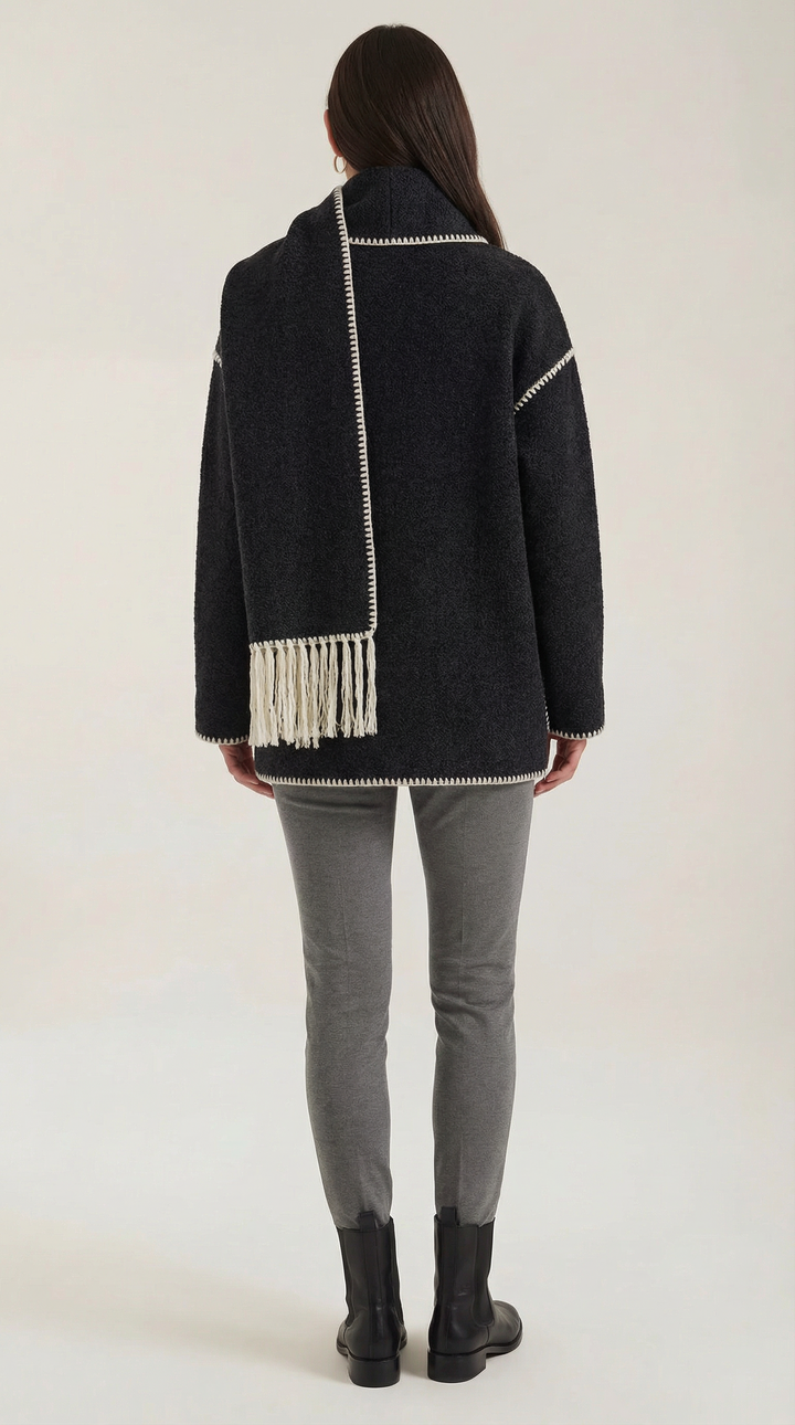 Catherine Contrast Trim Scarf Jacket