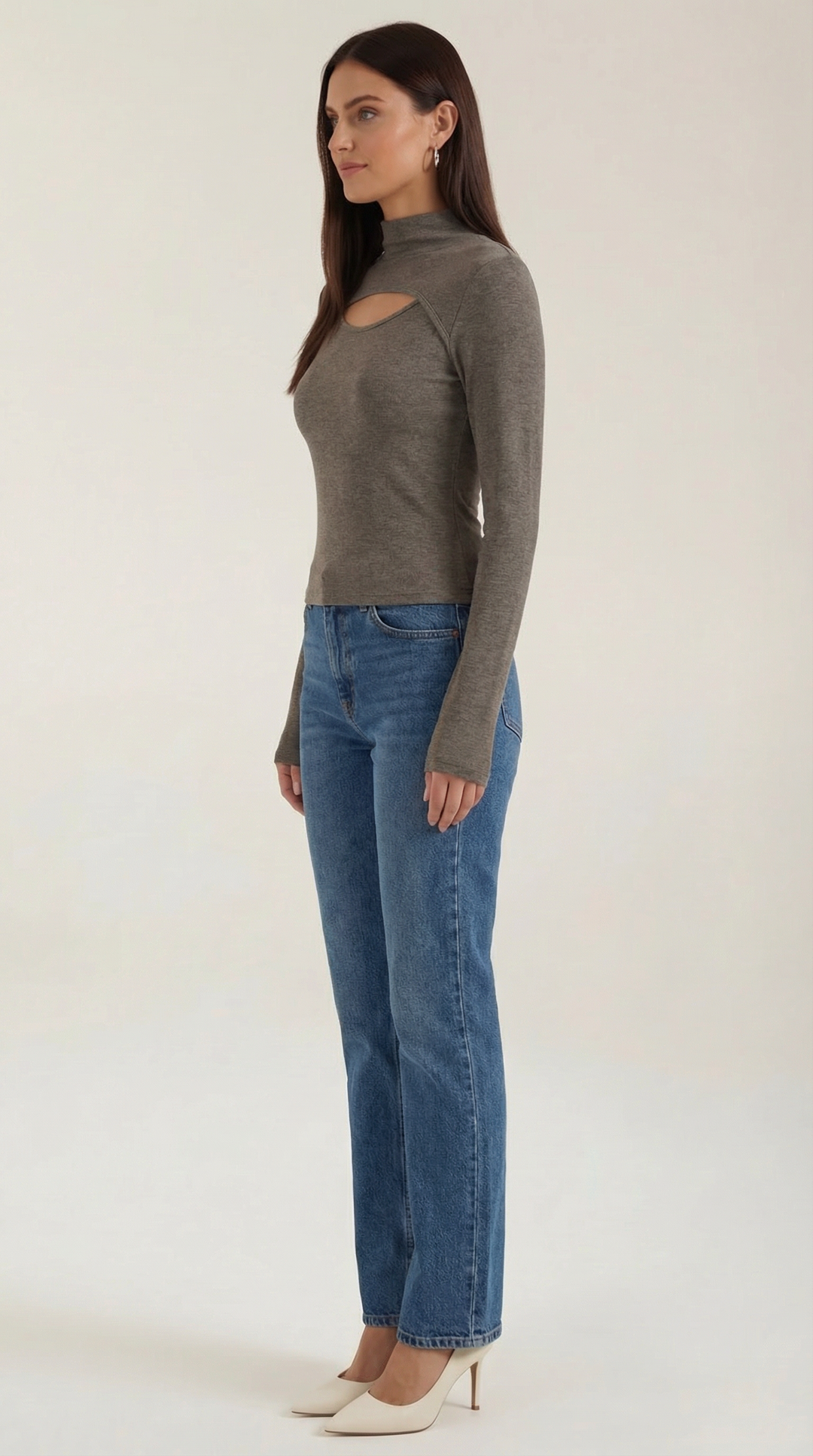Barbara Chic Cutout Long-Sleeve Knit Top
