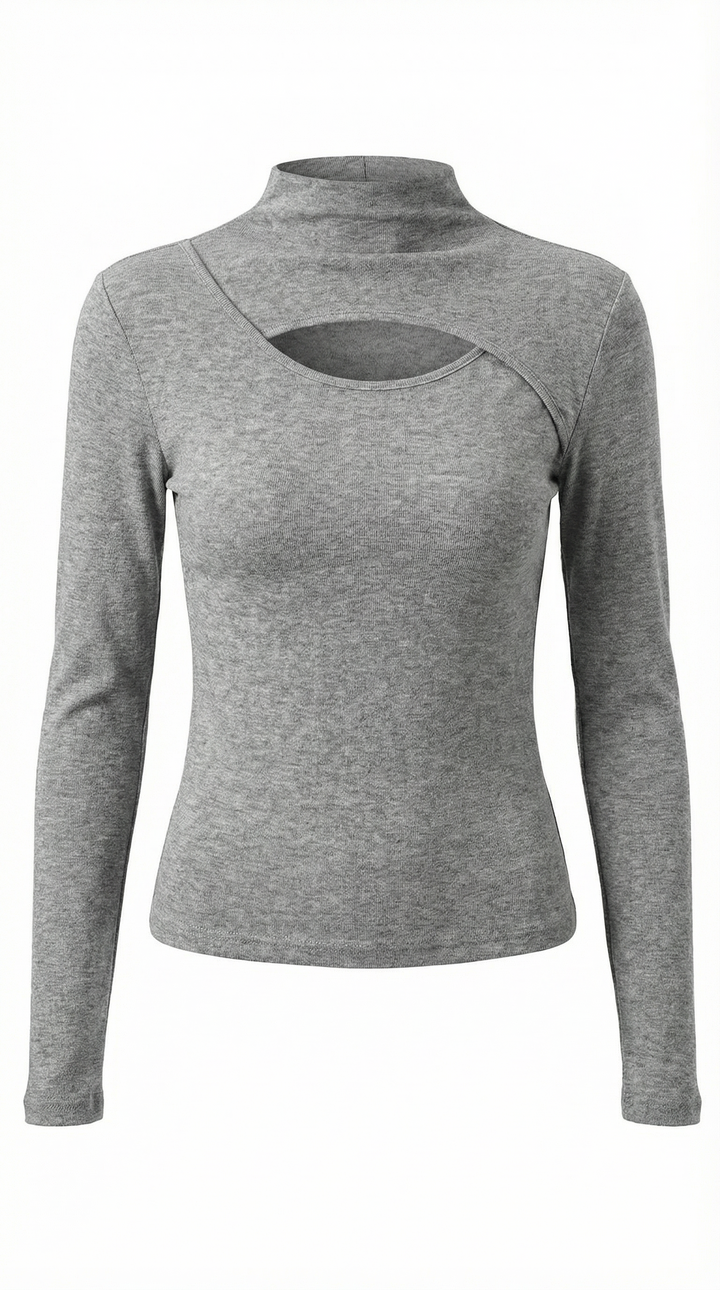 Barbara Chic Cutout Long-Sleeve Knit Top