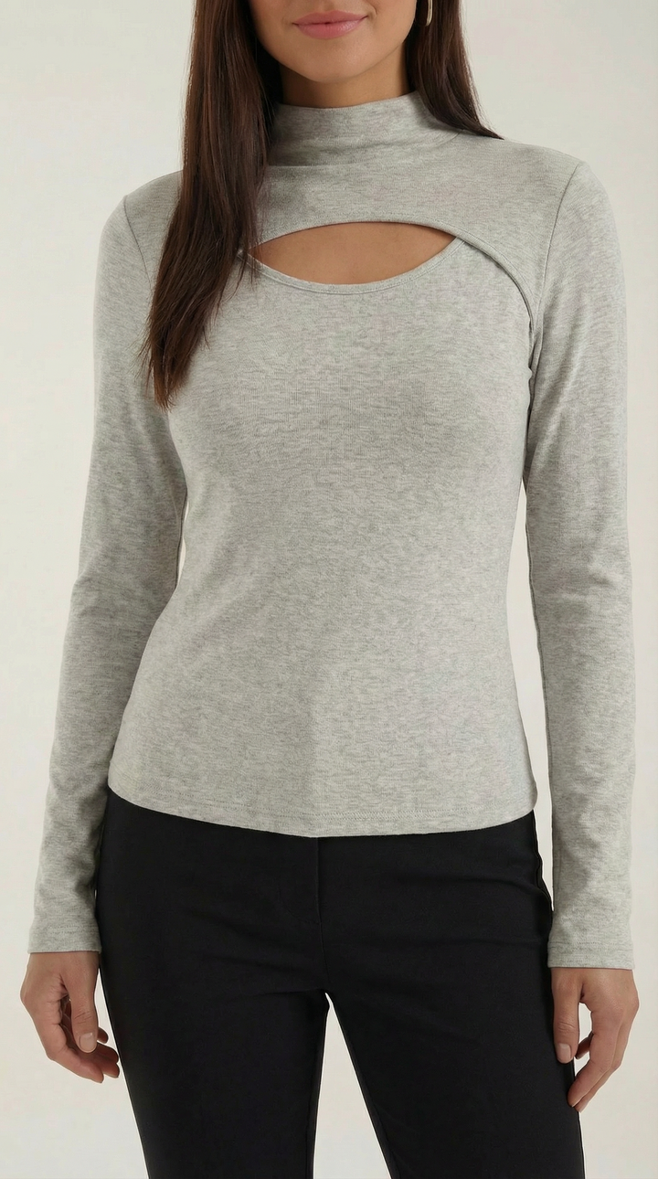 Barbara Chic Cutout Long-Sleeve Knit Top