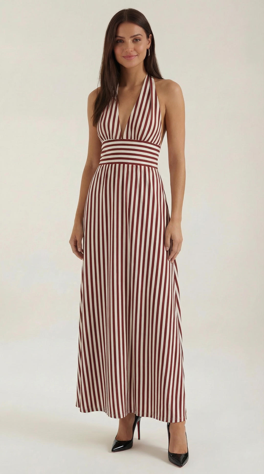 Sandra Striped V-neck Maxi Dress