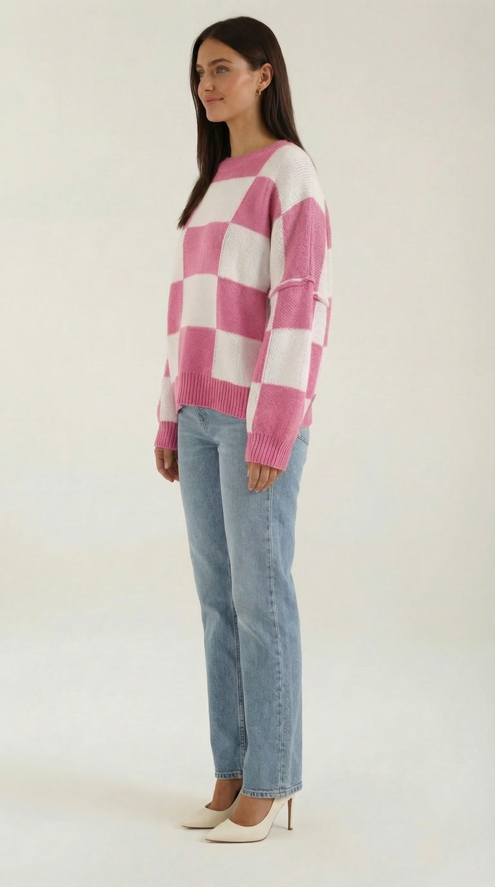 Emma Checkered Knit Sweater