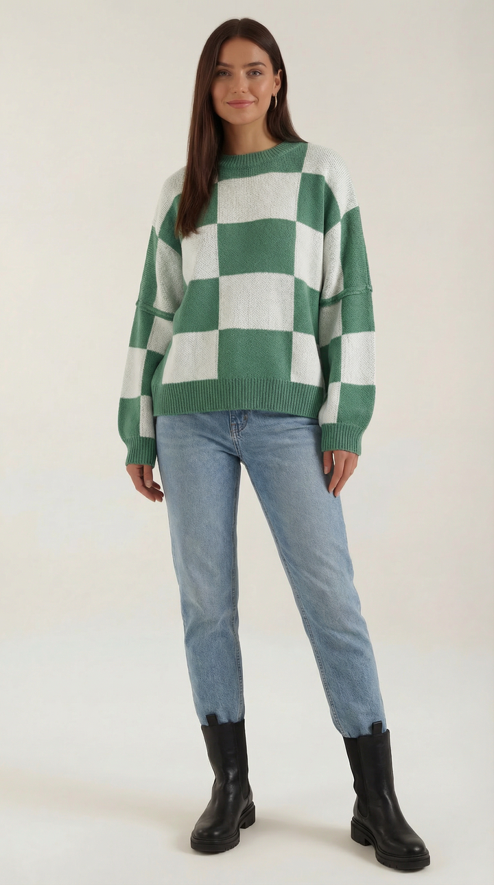Emma Checkered Knit Sweater