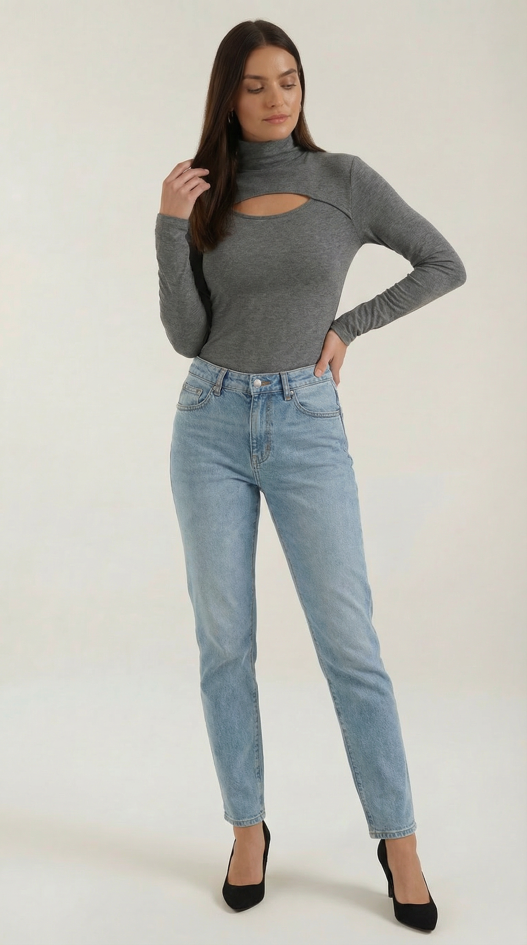 Barbara Chic Cutout Long-Sleeve Knit Top