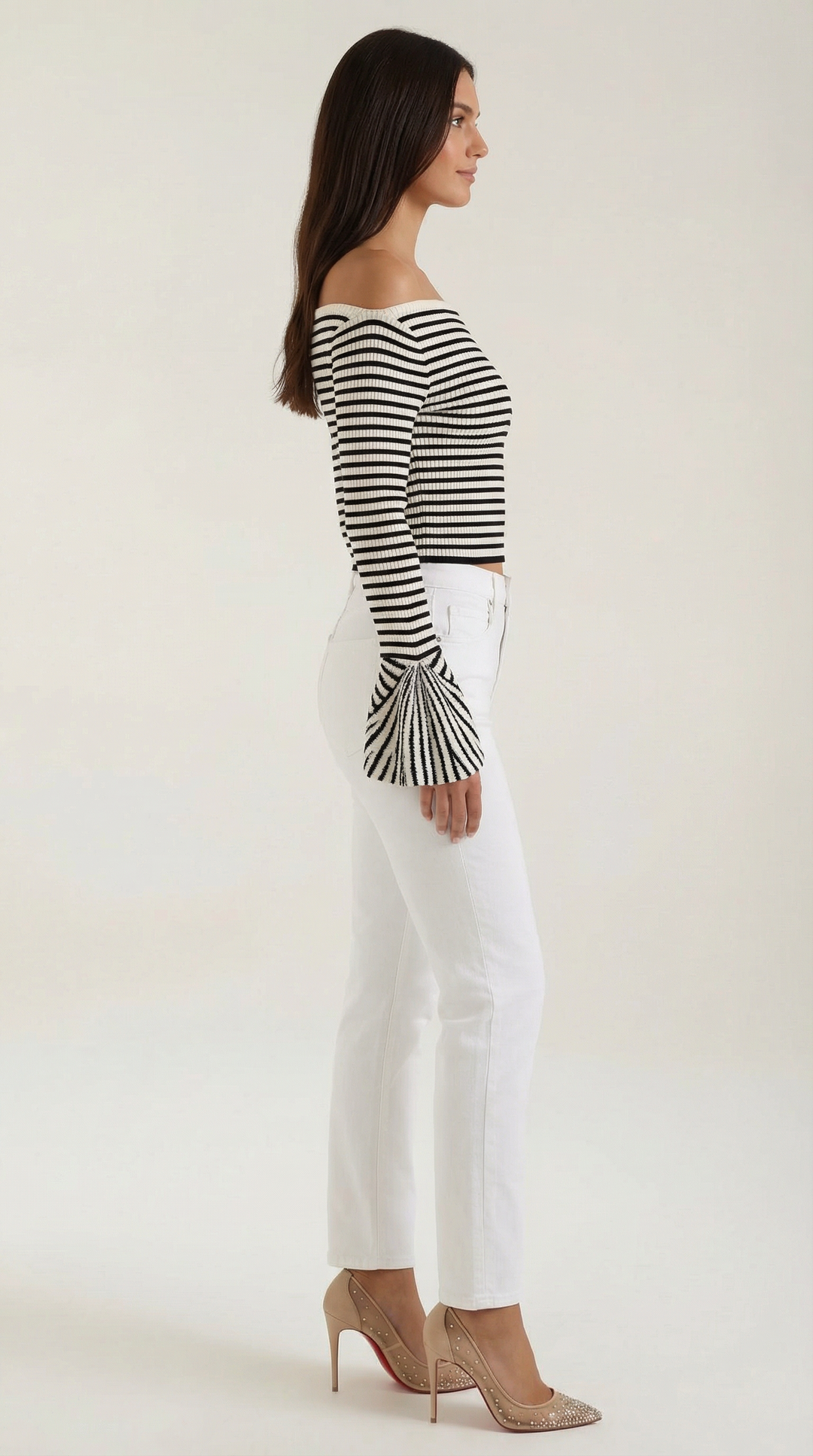 Anna Striped Ruffle Sleeve Top