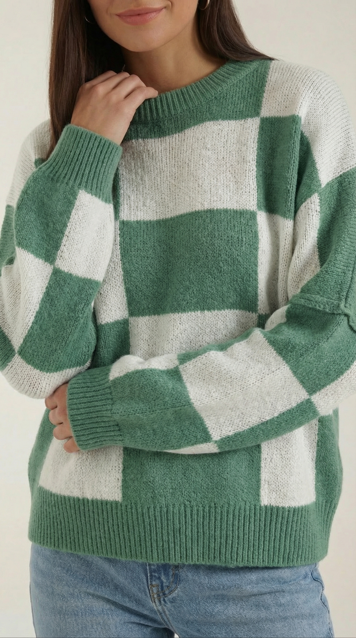 Emma Checkered Knit Sweater