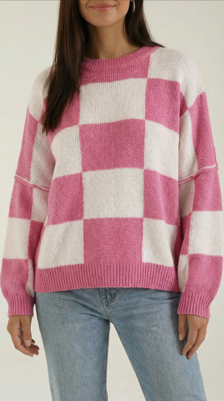 Emma Checkered Knit Sweater