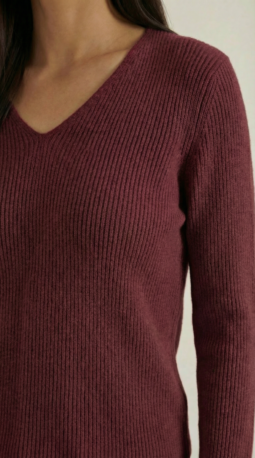 Michelle Ribbed V-Neck Sweater