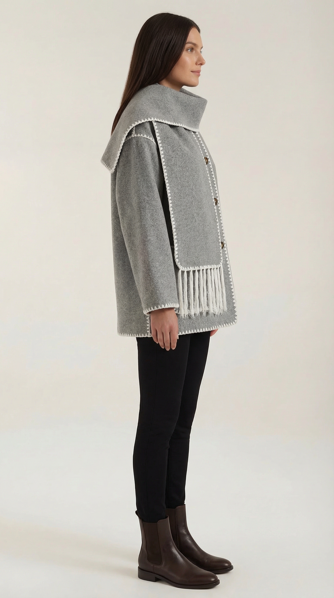 Catherine Contrast Trim Scarf Jacket