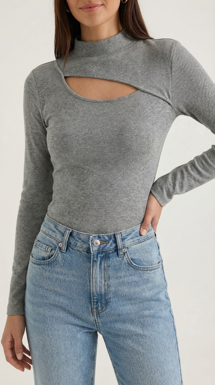 Barbara Chic Cutout Long-Sleeve Knit Top