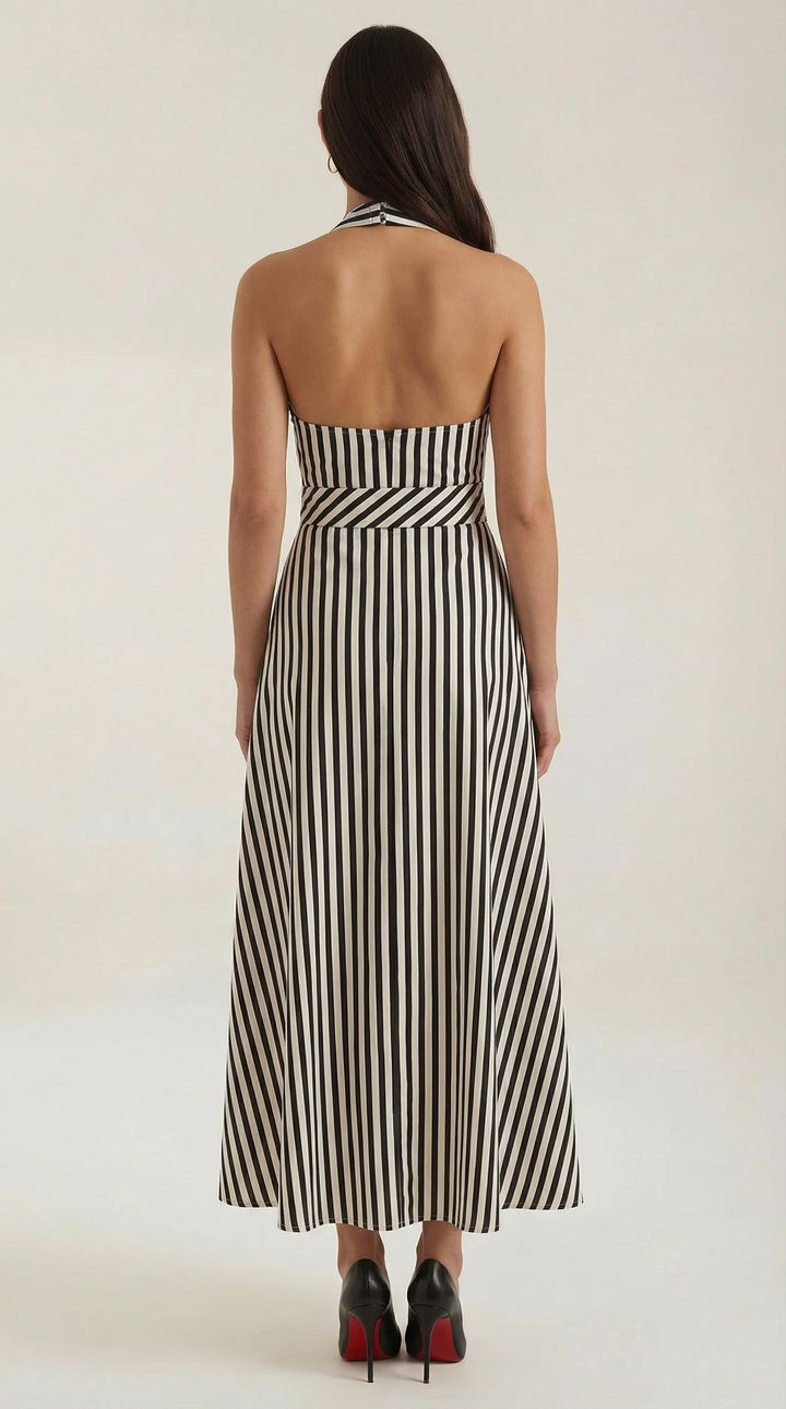 Sandra Striped V-neck Maxi Dress