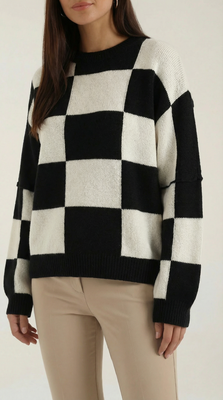 Emma Checkered Knit Sweater
