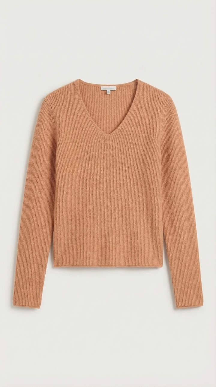 Michelle Ribbed V-Neck Sweater