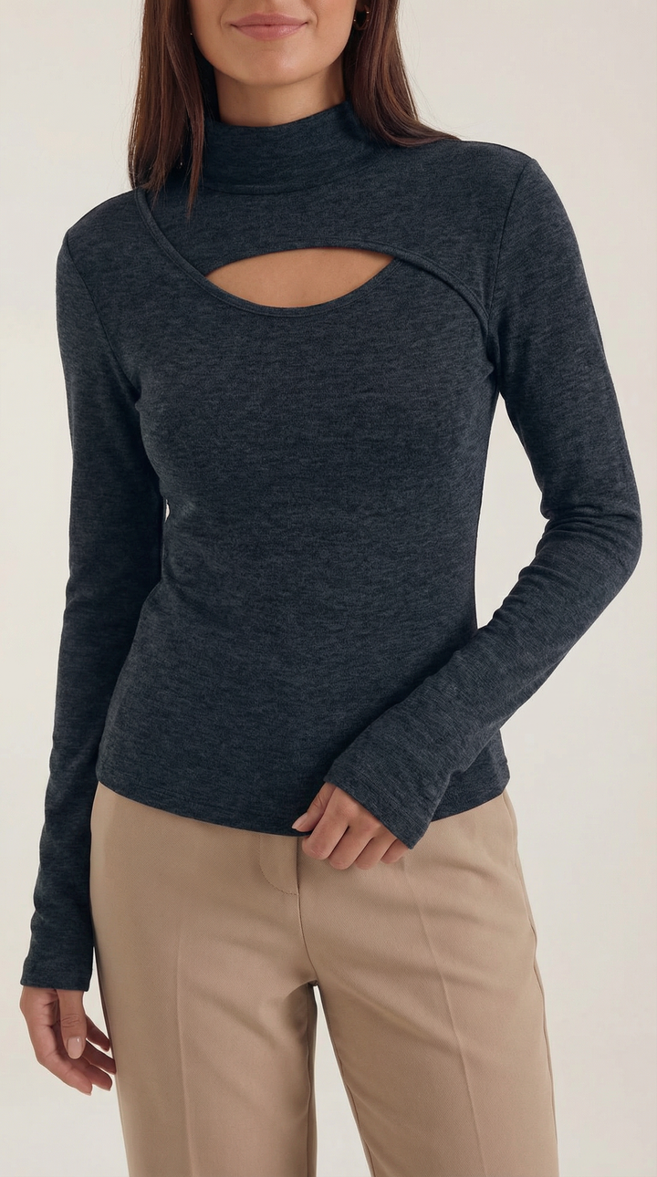 Barbara Chic Cutout Long-Sleeve Knit Top