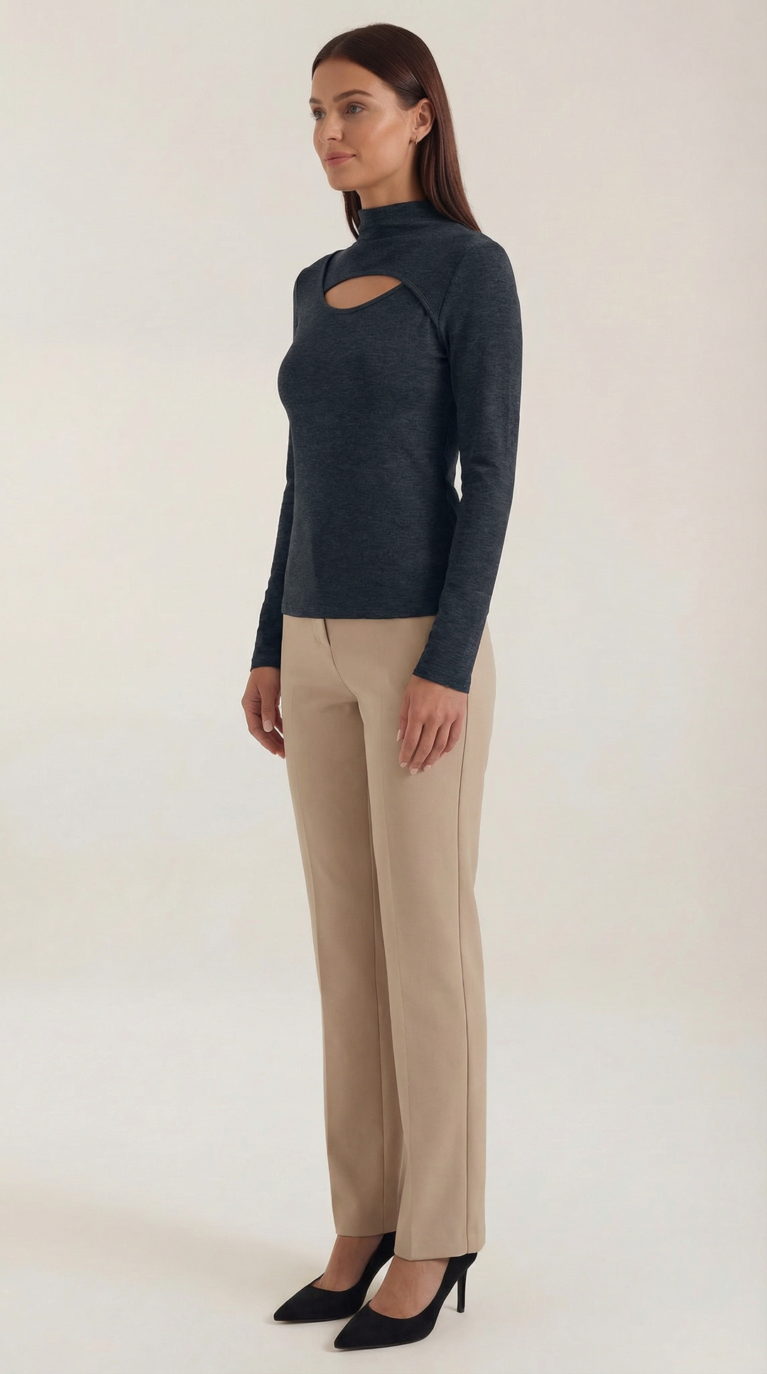 Barbara Chic Cutout Long-Sleeve Knit Top