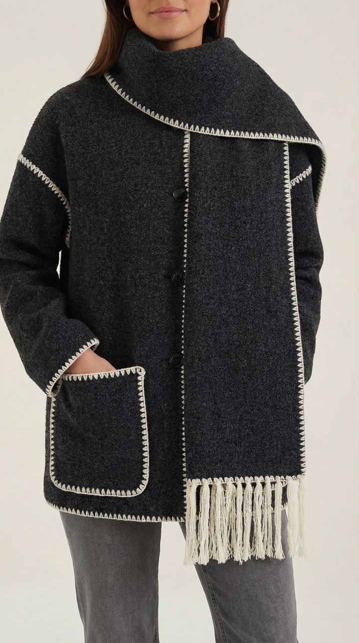 Catherine Contrast Trim Scarf Jacket