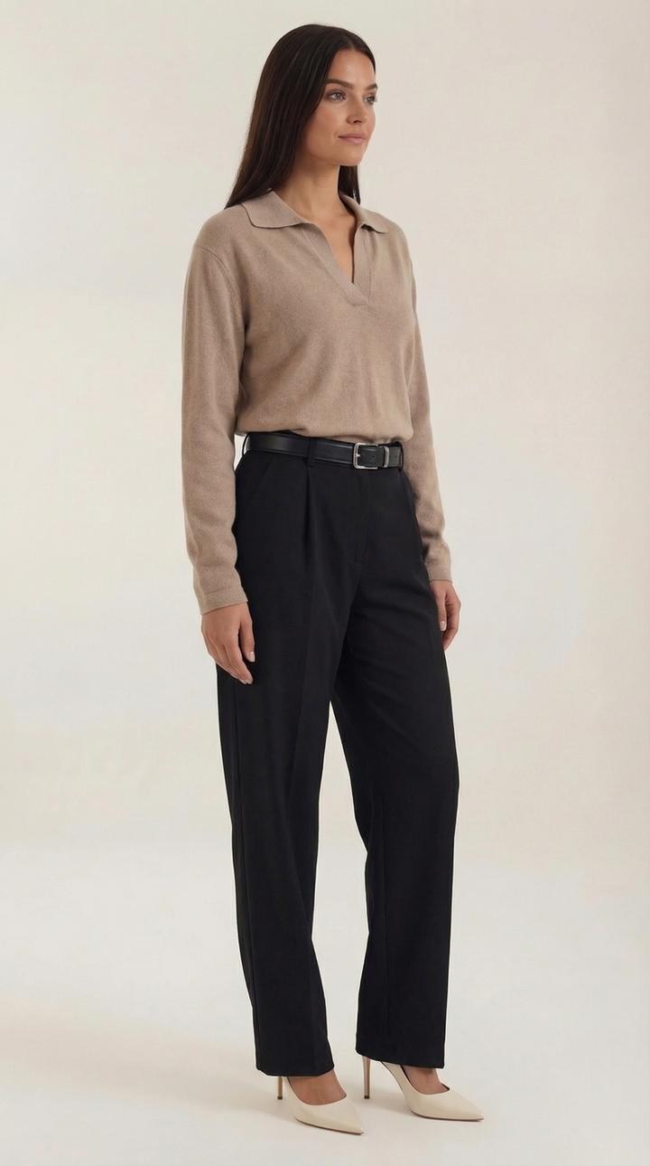 Margaret Casual V-Neck Polo Sweater