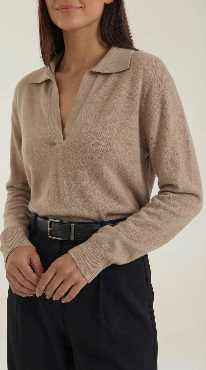 Margaret Casual V-Neck Polo Sweater