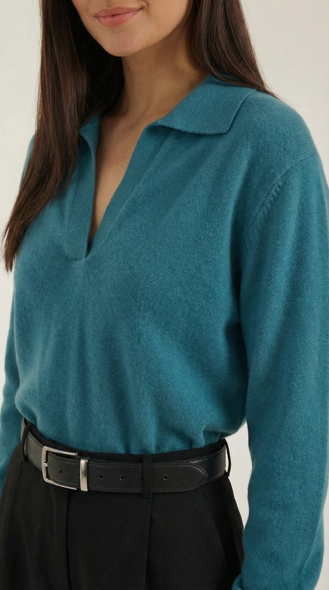Margaret Casual V-Neck Polo Sweater