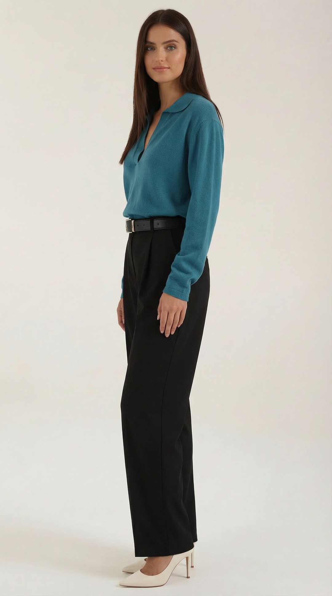 Margaret Casual V-Neck Polo Sweater