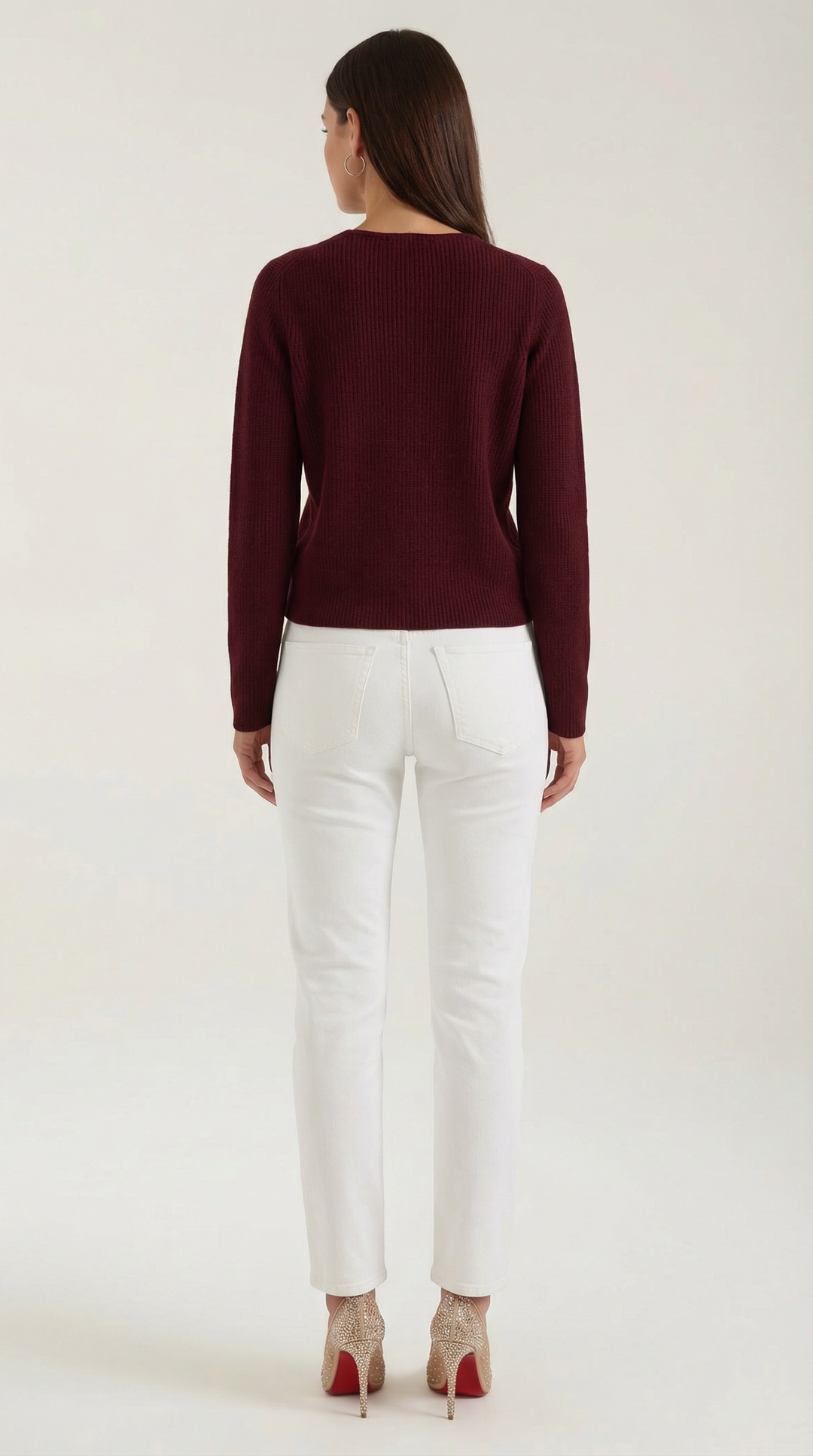 Michelle Ribbed V-Neck Sweater