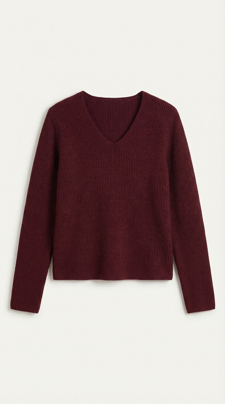 Michelle Ribbed V-Neck Sweater