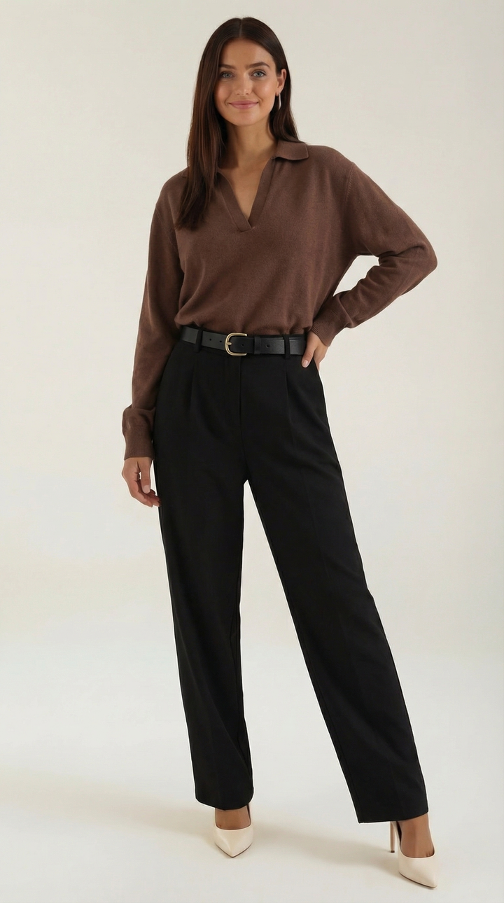 Margaret Casual V-Neck Polo Sweater