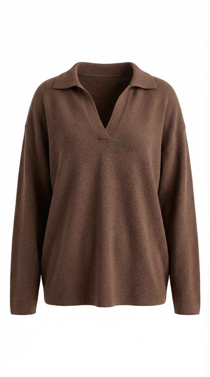 Margaret Casual V-Neck Polo Sweater