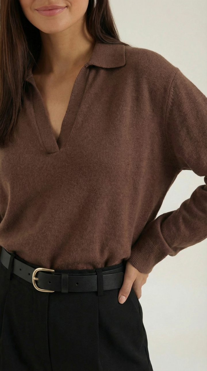 Margaret Casual V-Neck Polo Sweater