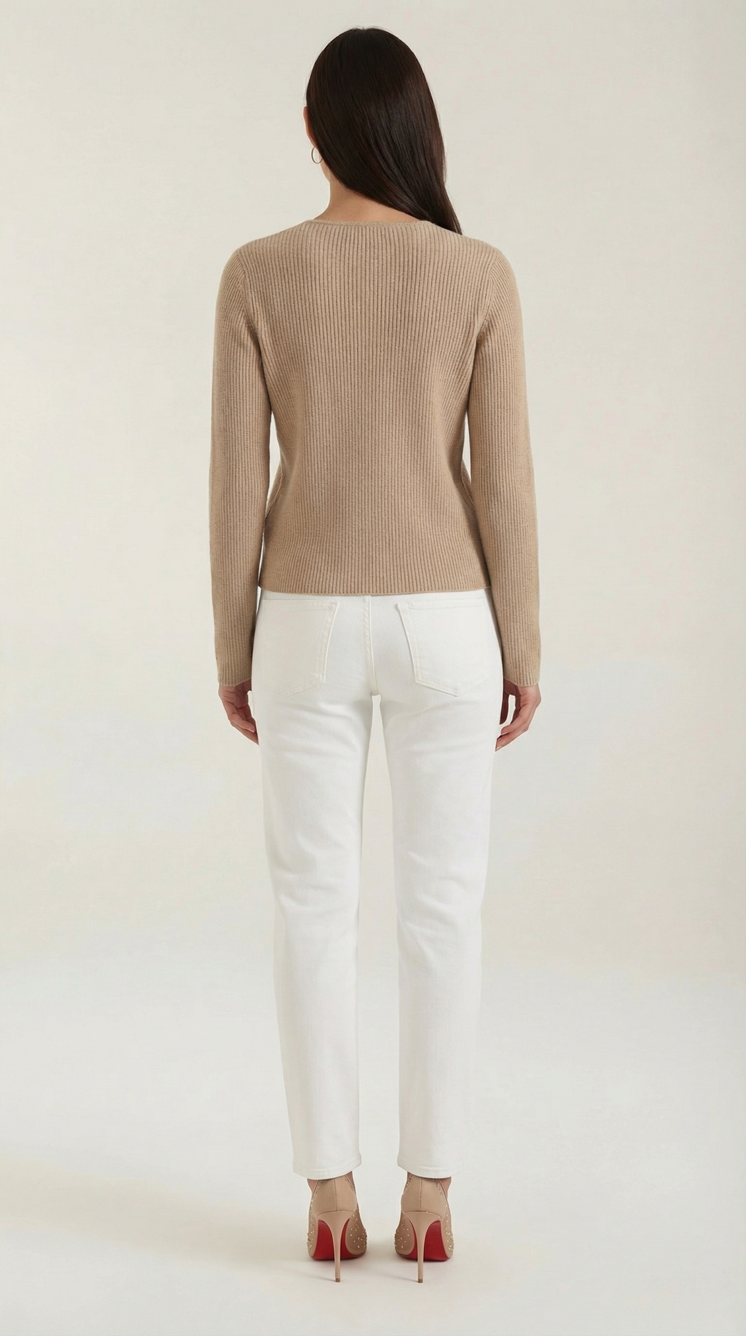 Michelle Ribbed V-Neck Sweater