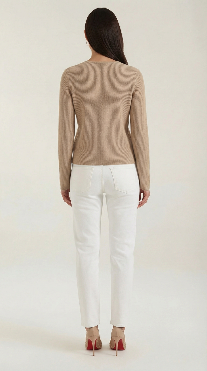 Michelle Ribbed V-Neck Sweater
