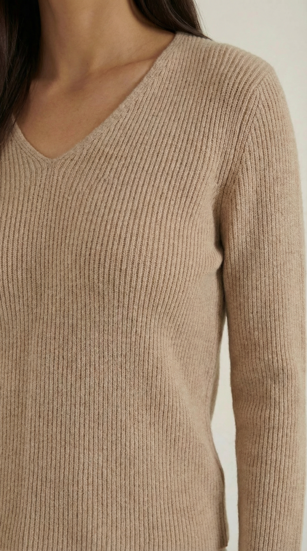 Michelle Ribbed V-Neck Sweater