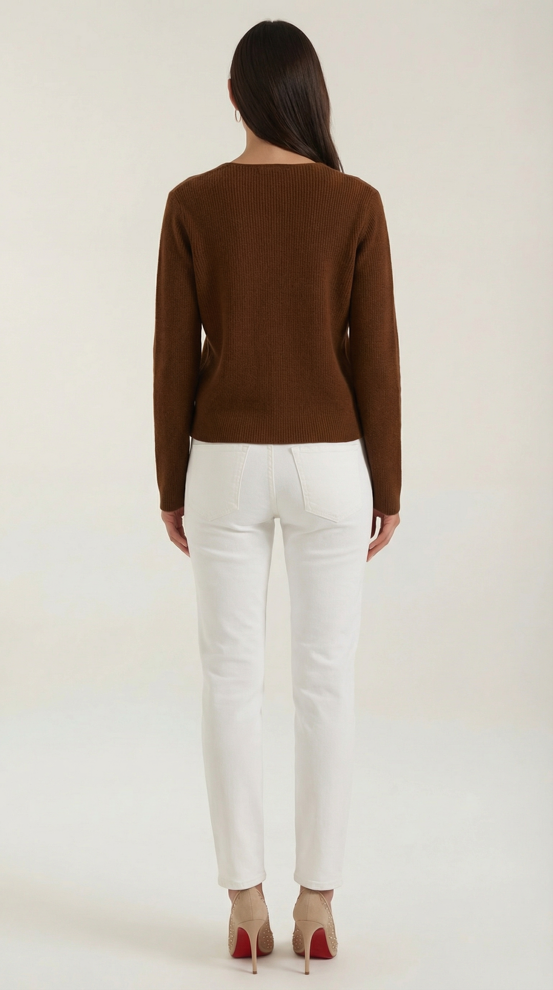 Michelle Ribbed V-Neck Sweater