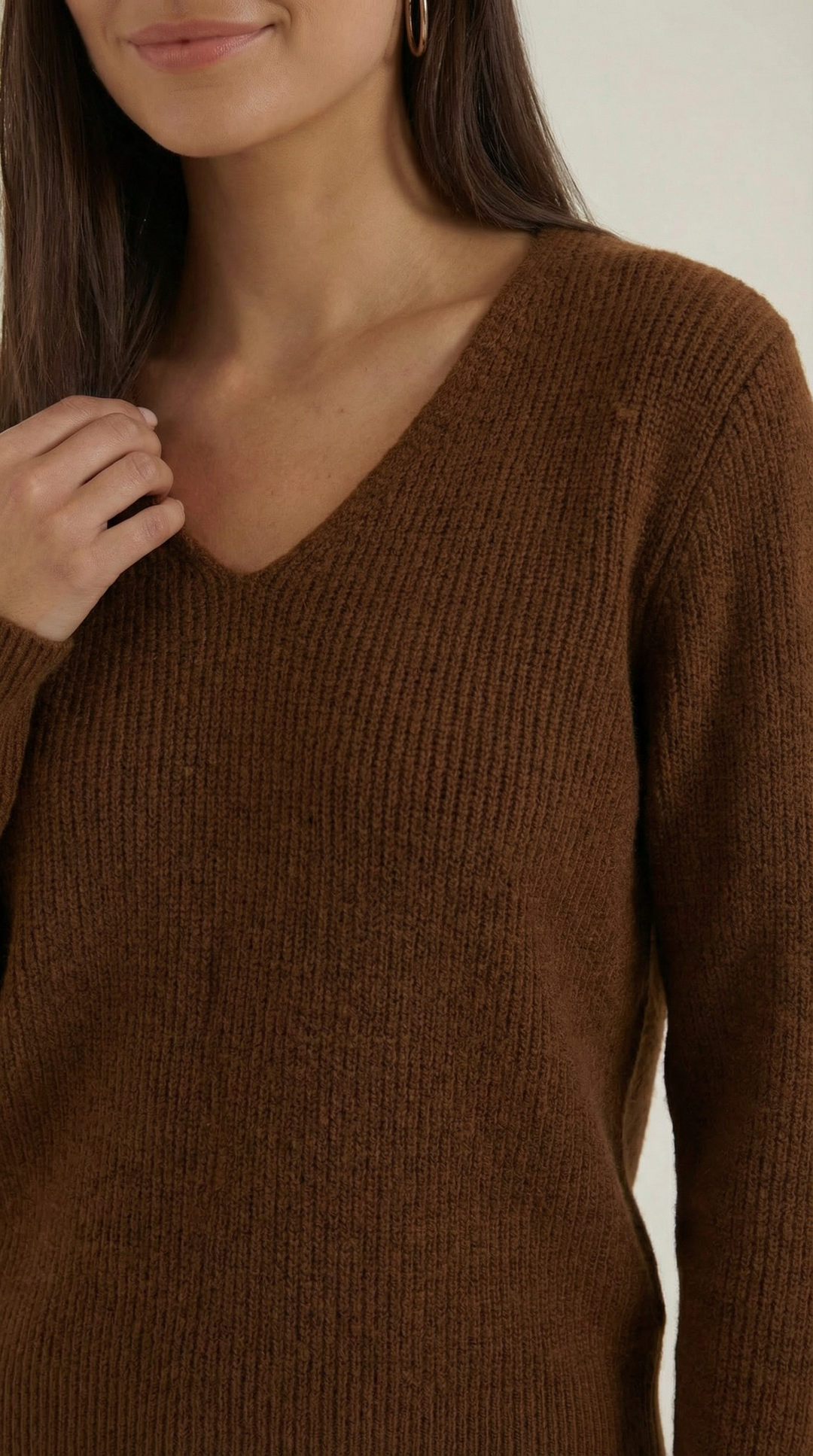 Michelle Ribbed V-Neck Sweater
