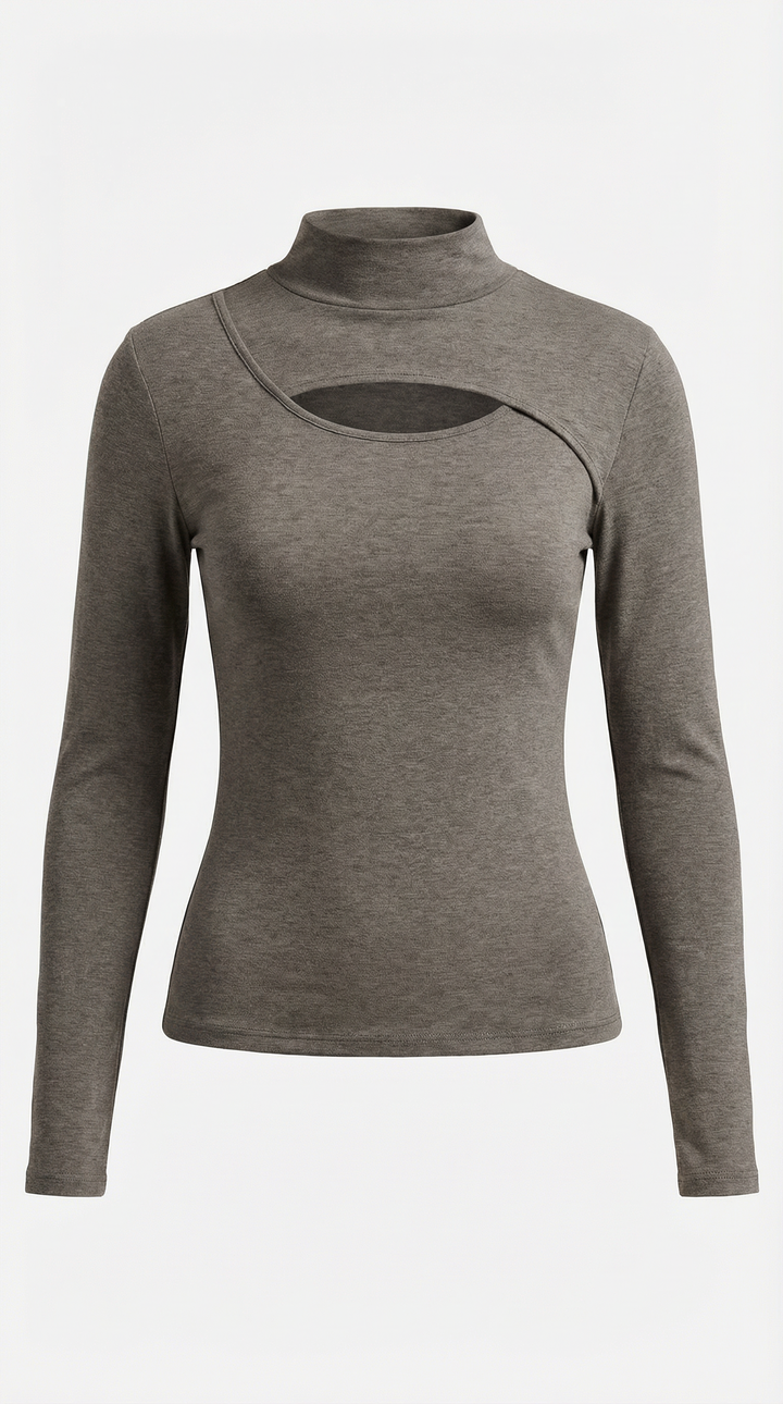 Barbara Chic Cutout Long-Sleeve Knit Top