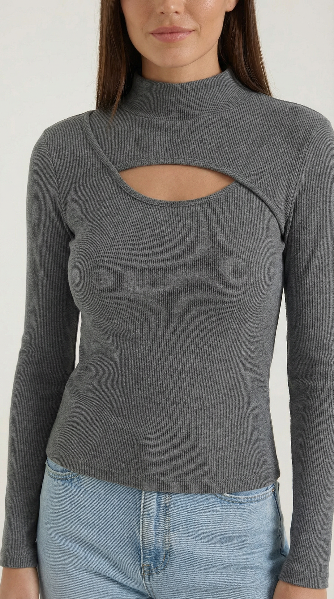 Barbara Chic Cutout Long-Sleeve Knit Top