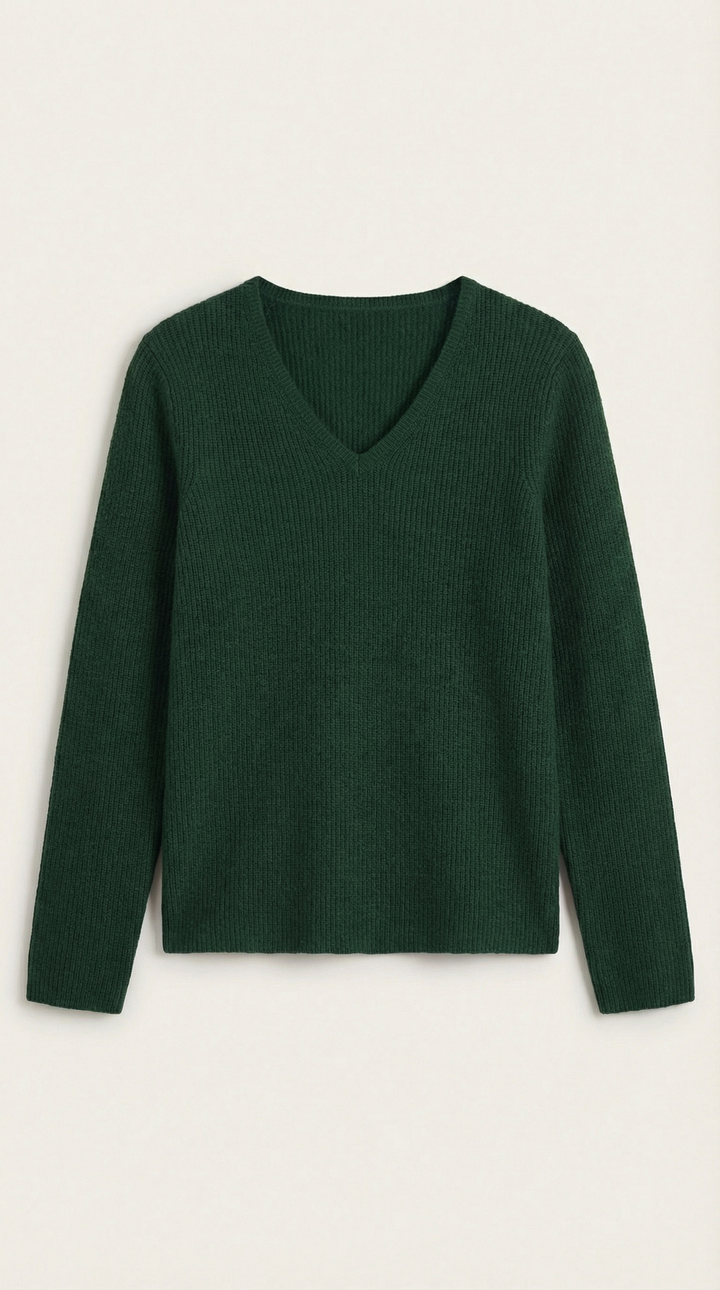Michelle Ribbed V-Neck Sweater