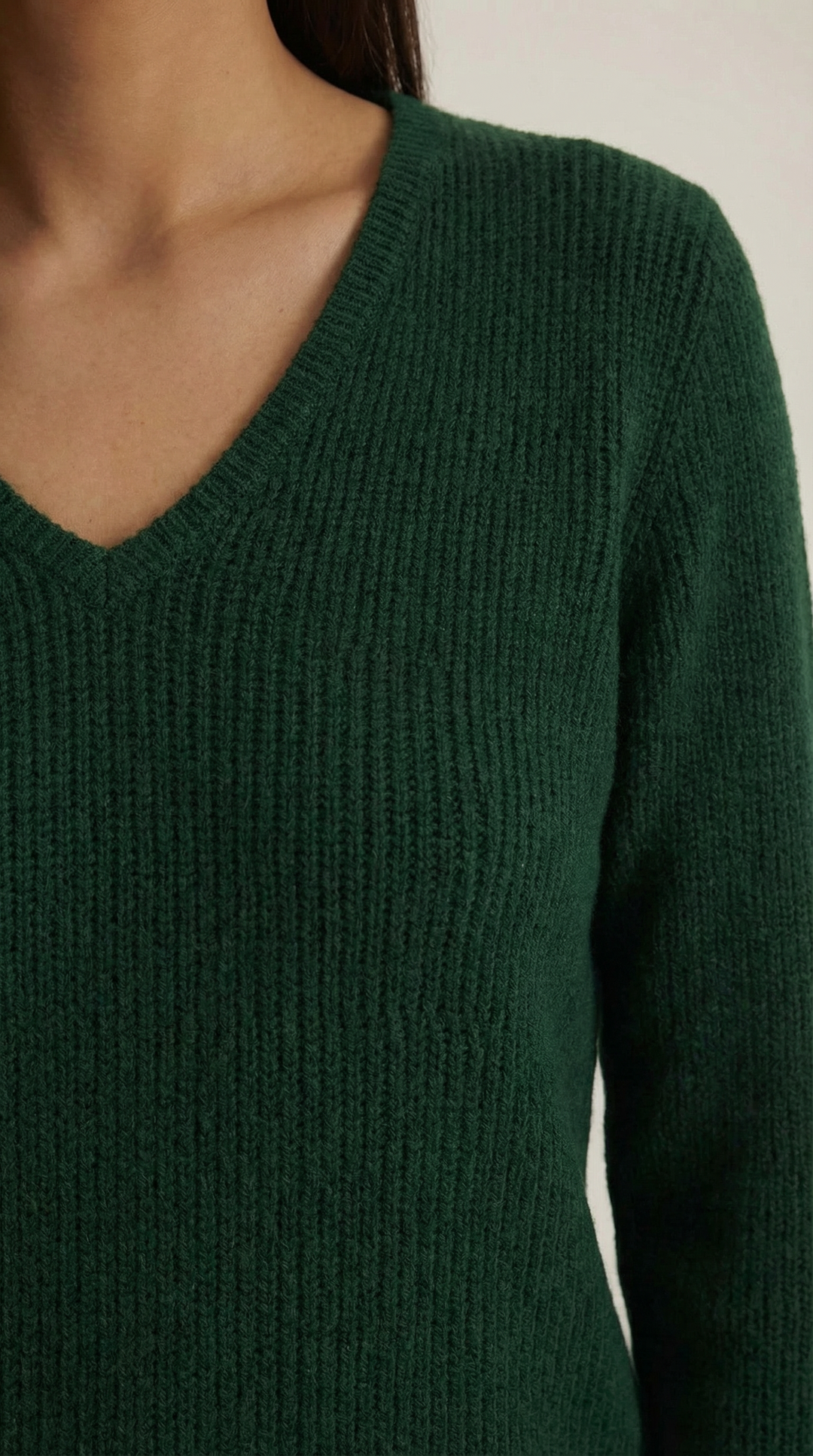 Michelle Ribbed V-Neck Sweater