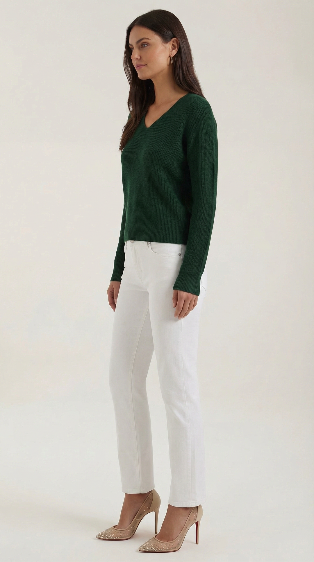 Michelle Ribbed V-Neck Sweater