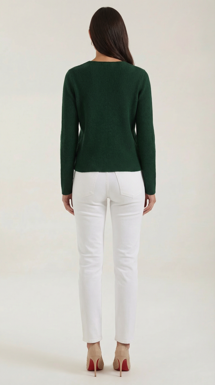 Michelle Ribbed V-Neck Sweater