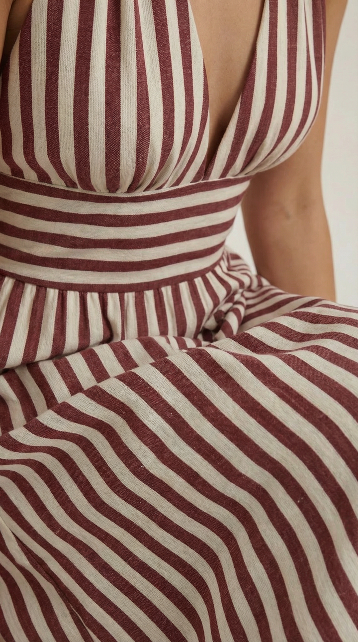 Sandra Striped V-neck Maxi Dress