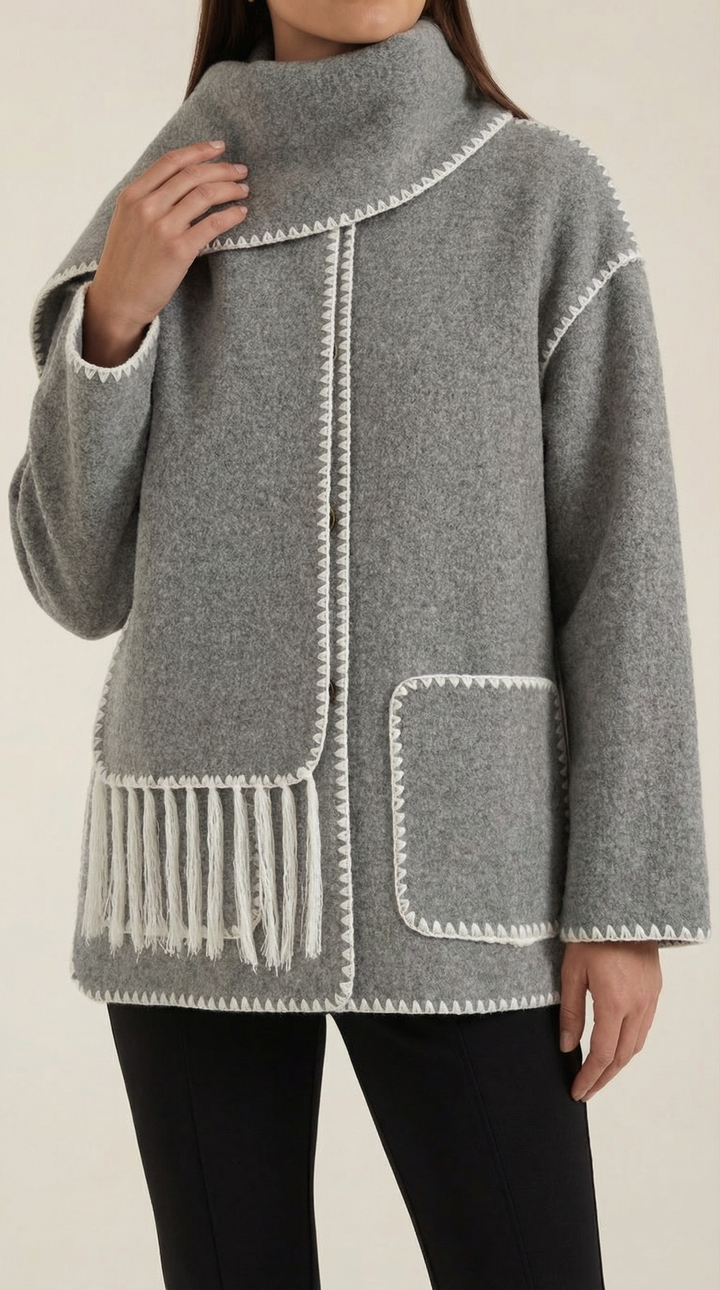 Catherine Contrast Trim Scarf Jacket