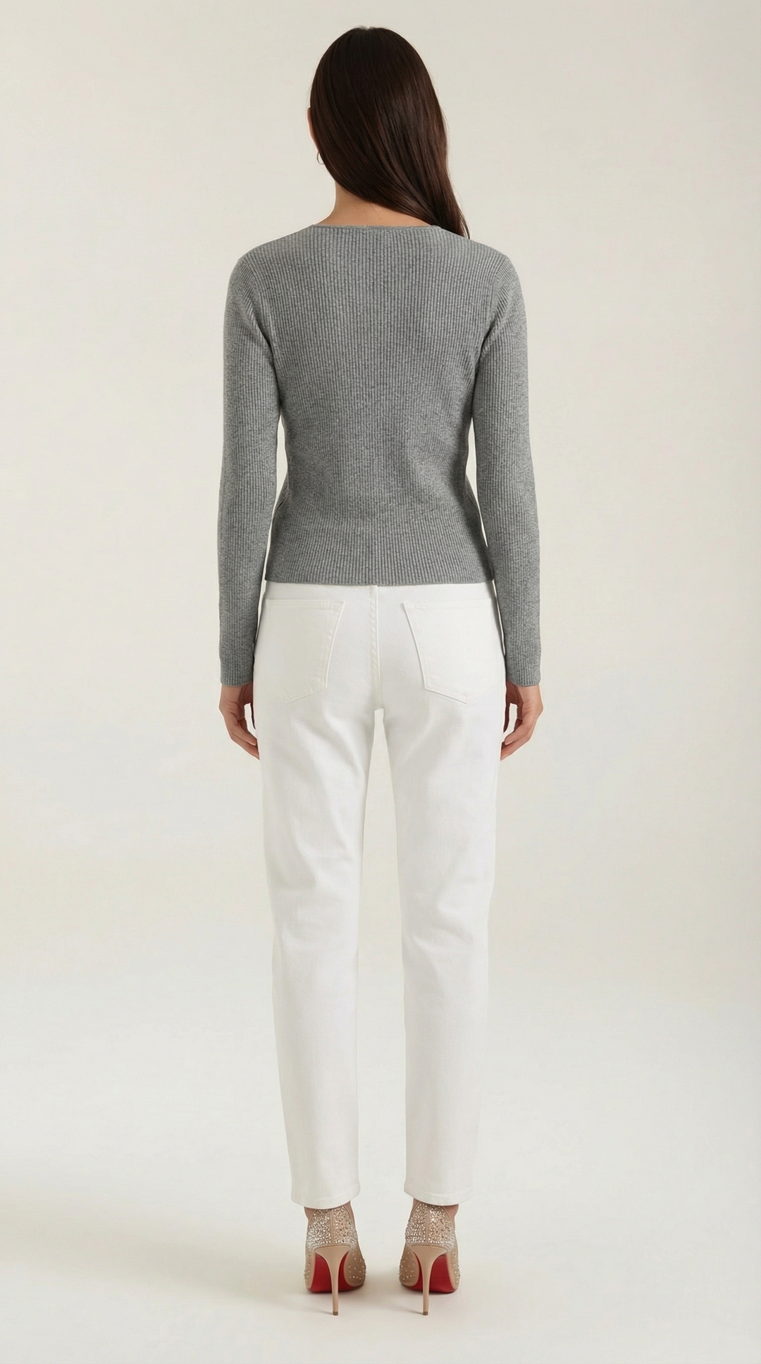 Michelle Ribbed V-Neck Sweater