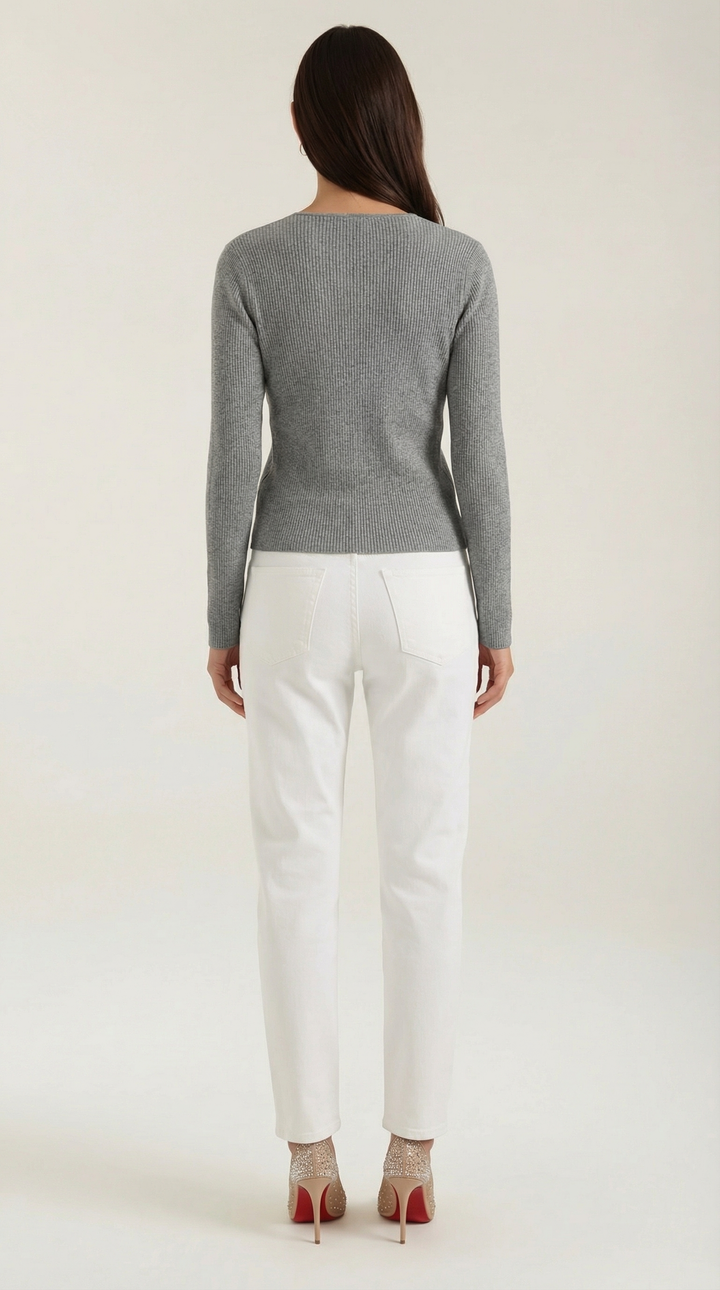 Michelle Ribbed V-Neck Sweater