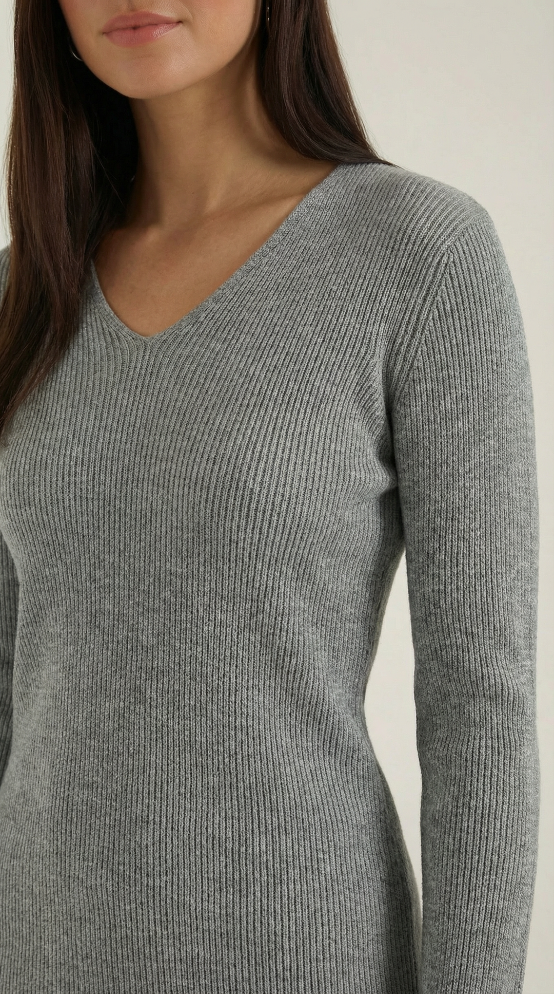 Michelle Ribbed V-Neck Sweater